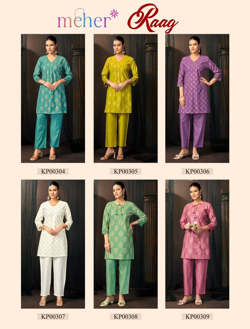 Raag By Fashid 304 To 309 Series Beautiful Festive Suits Colourful Premium Vetican Co-ord sets At Wholesale Price